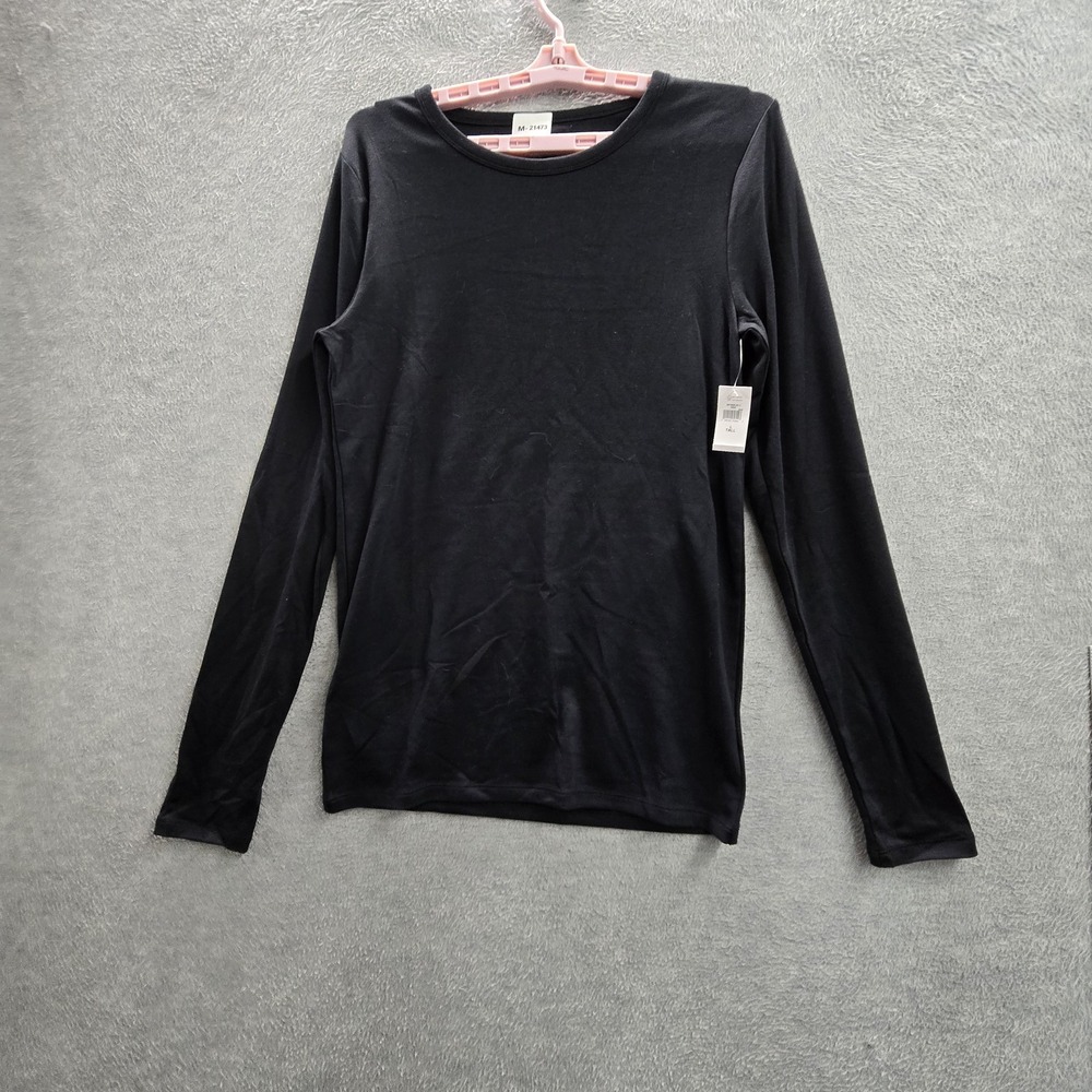 GAP‎ Women Shirt L TALL Black LS MOD CREW Long Sleeve NWT